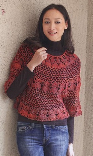 Кружевное пончо крючком