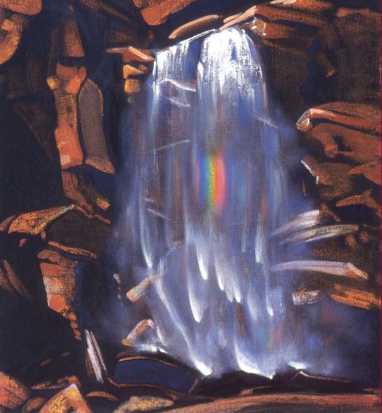 Святослав Рерих. Духовное искусство. Радуга водопада. 48х43 Холст, темпера. 1934