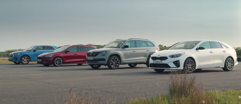 Skoda vRS, Audi Q3, Ford Focus и Kia GT: дрэг-гонка марки и модели