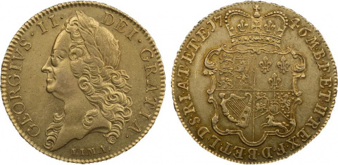 Монеты Георга II 1745-1746 годов с надписью Лима