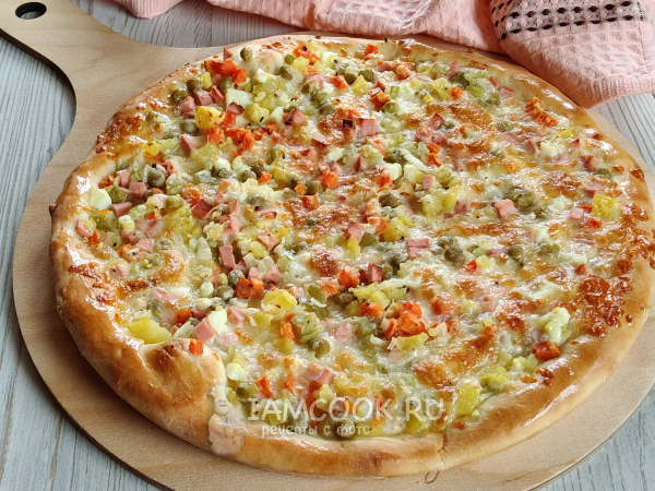 Пицца «Оливье», рецепт с фото