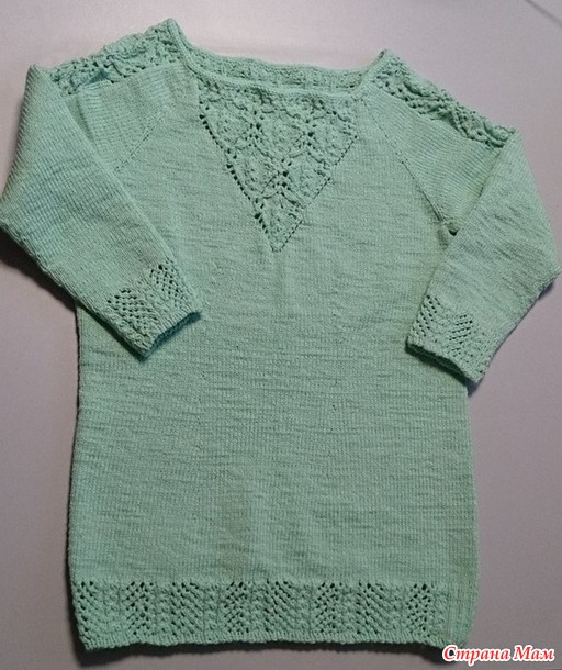 Вязаный женский пуловер Вязаный женский пуловер вязание спицами,Одежда,Хенд мейд