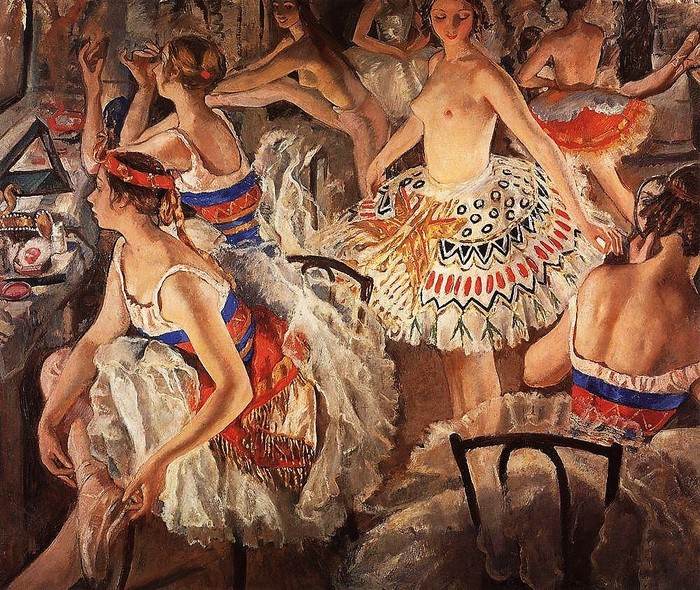 Балетная уборная (Большие балерины) 1922, 113?136 см (700x590, 211Kb)
