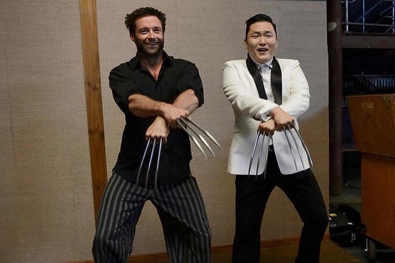 Хью Джекман и Psy. знаменитости, редкие, фото