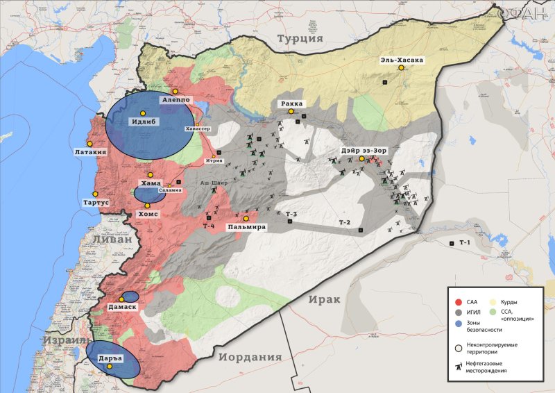 Карта военных действий в Сирии