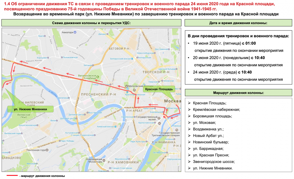 Карта движения военной техники 9 мая