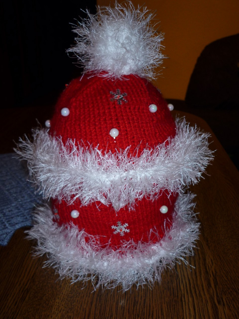 шапочка рождественская, на заказ вязала