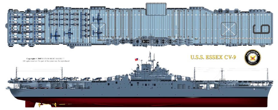 ​Американский авианосец типа «Эссекс» с самолетами на палубе Источник – navsource.org - Несостоявшиеся советские авианосцы: проект 72 перед лицом проблем | Военно-исторический портал Warspot.ru