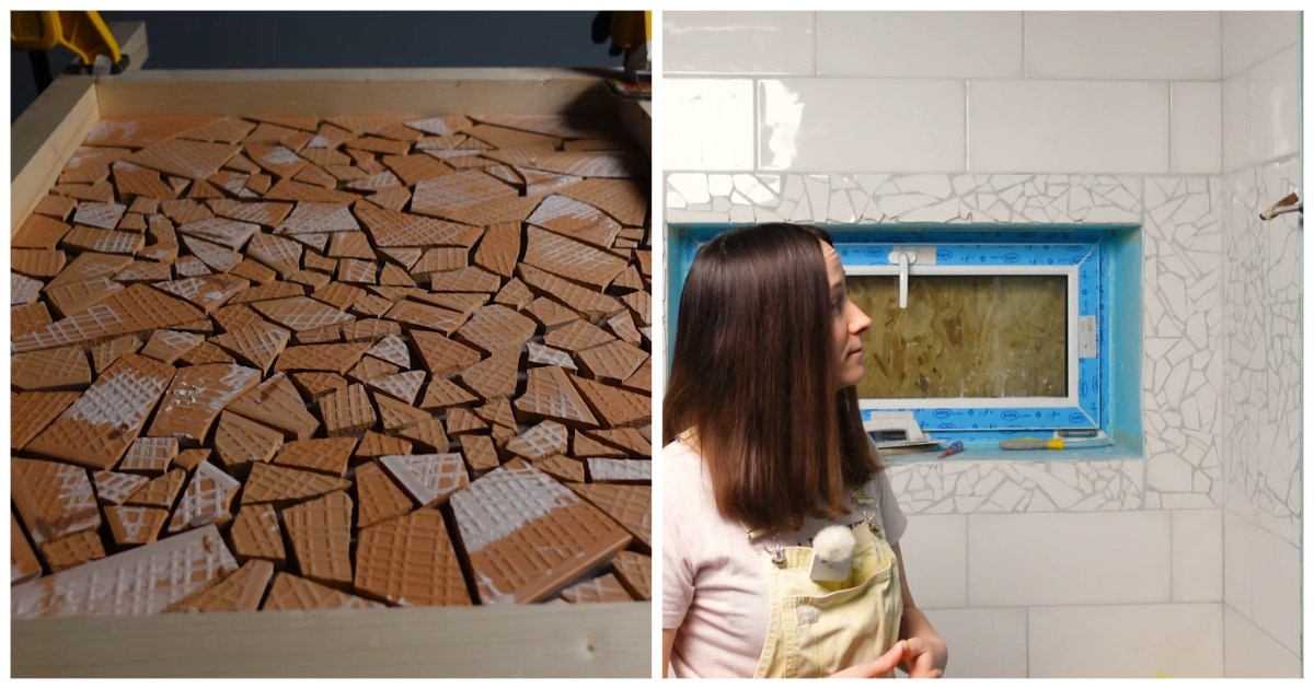 Как выложить мозаику из битой плитки