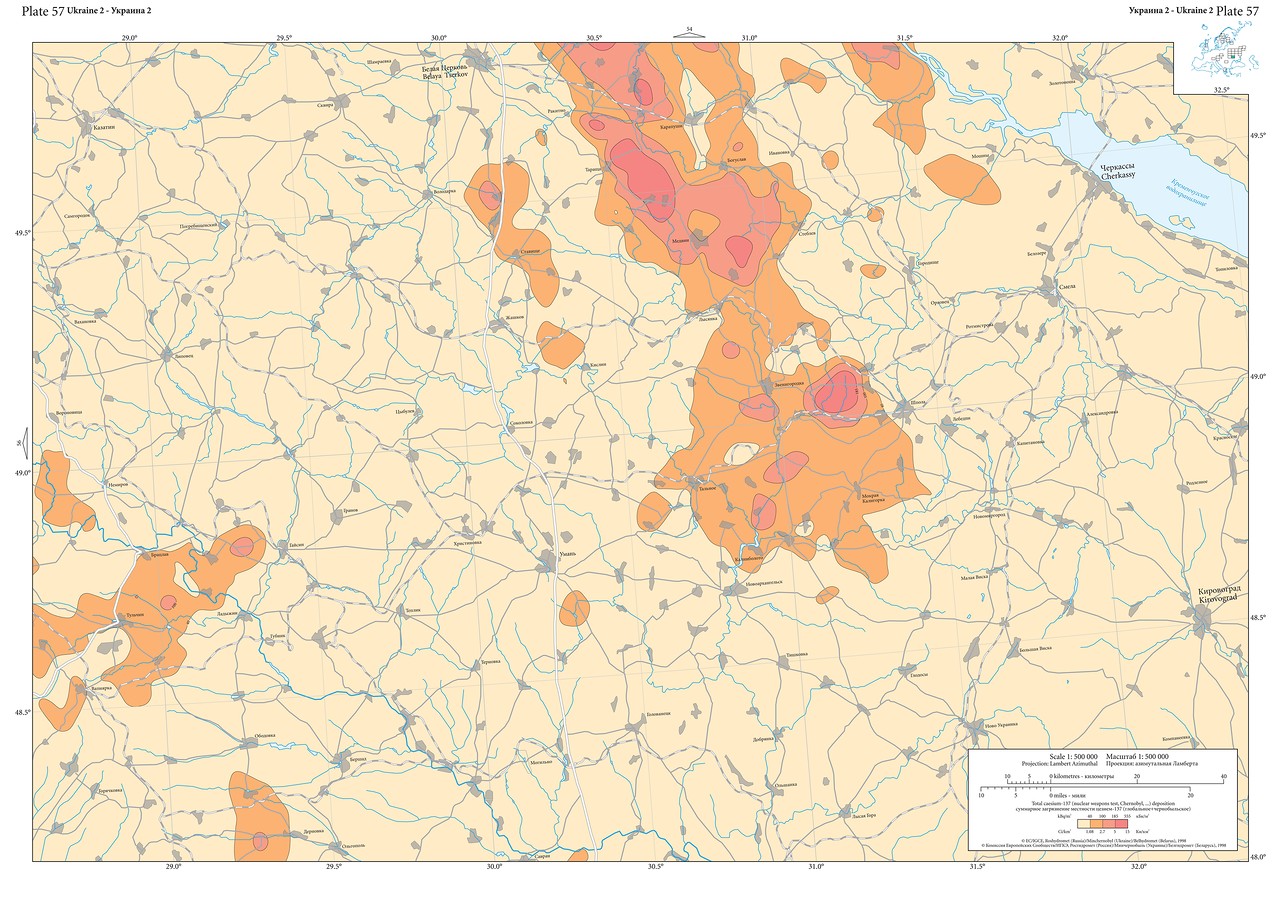Карта загрязнения тульской области после чернобыльской аварии