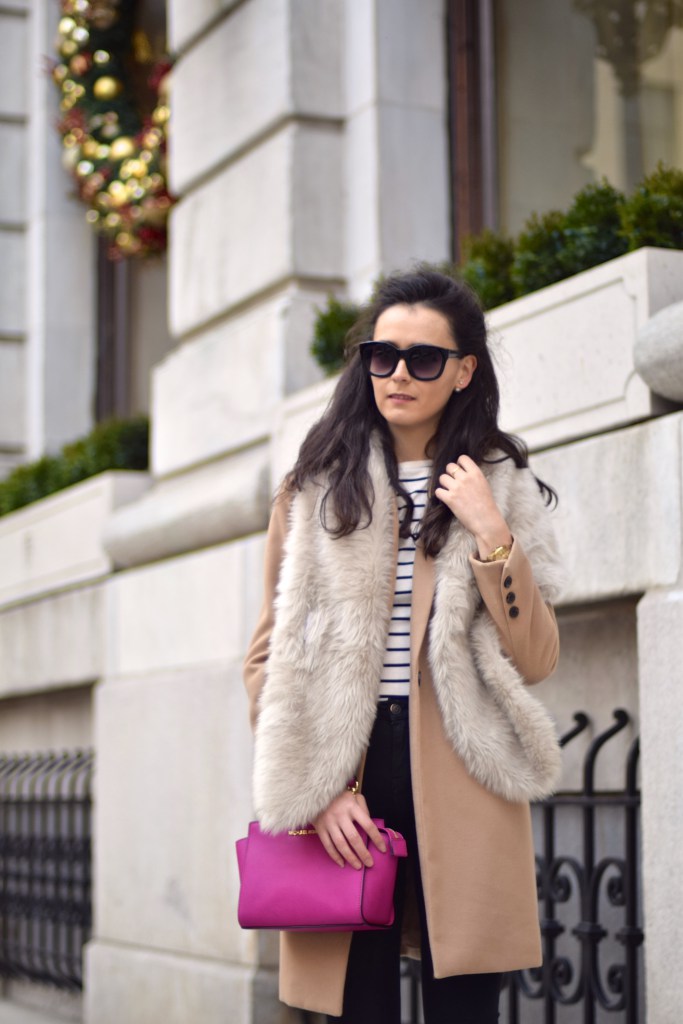 camel coat and fur stole 5