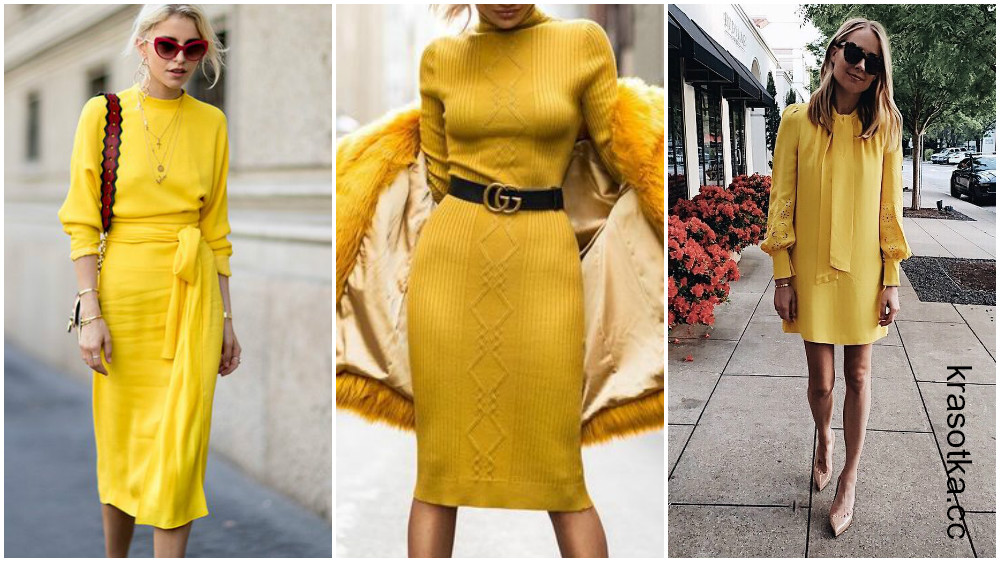 Как выбрать и с чем носить желтое платье: фото