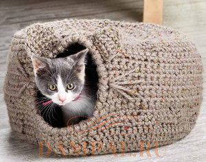 вязаный домик для кошки