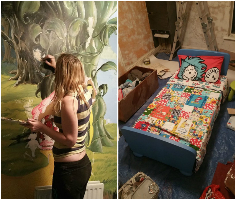 Разрисованная мама. Есть девочка которая раскрасила. Мама превратила комнату Дочки на стенах Радуга Кучели видео.