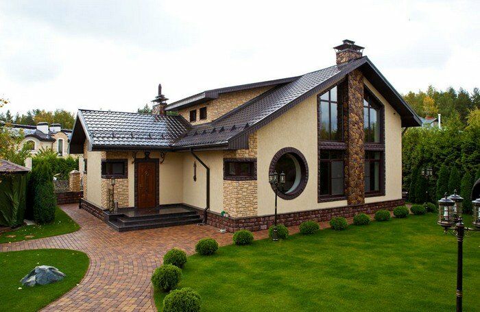 Красивые идеи фасадов частных одноэтажных домов домашний очаг,,поделки,своими руками,умелые руки