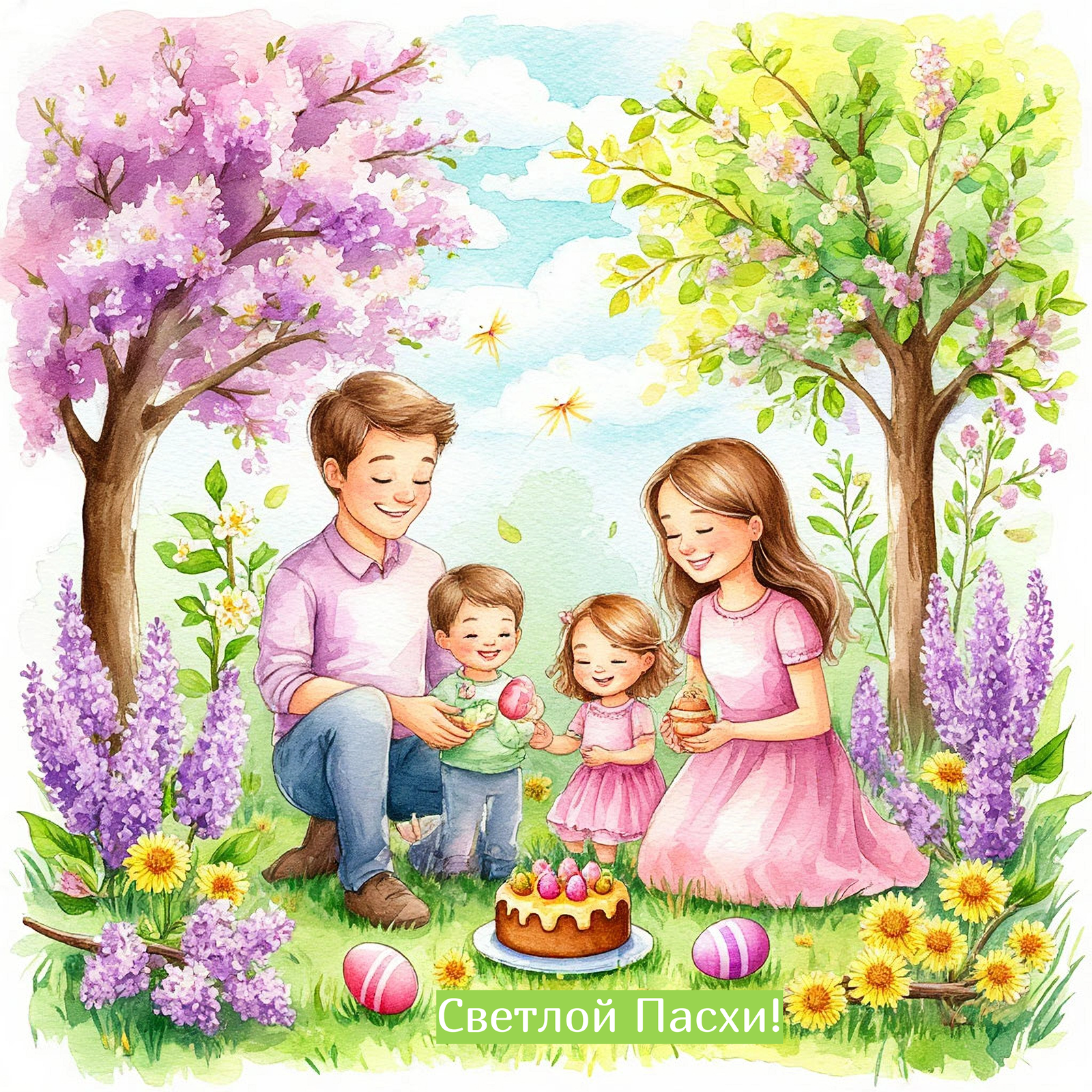 Как сделать семейную ИИ-открытку на Пасху из вашего фото: простые шаги и 4 готовых промта открытку, пасхальную, стиле, черты, точно, основе, загруженного, Максимально, сохрани, исходного, искажений, карикатурности, плане —, кулич, семейное, теплые, добавить, сделать, много, открытка