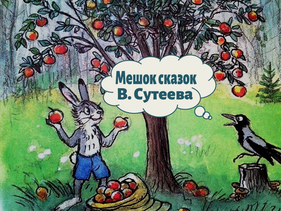 Сказка яблоко автор. Сутеев мешок яблок иллюстрации. Иллюстрации Владимира Григорьевича Сутеева мешок яблок.