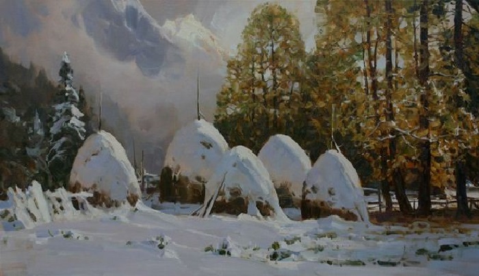 «Стожки». Холст, масло. Художник: Александр Иванович Бабич. | Фото: art-katalog.com.