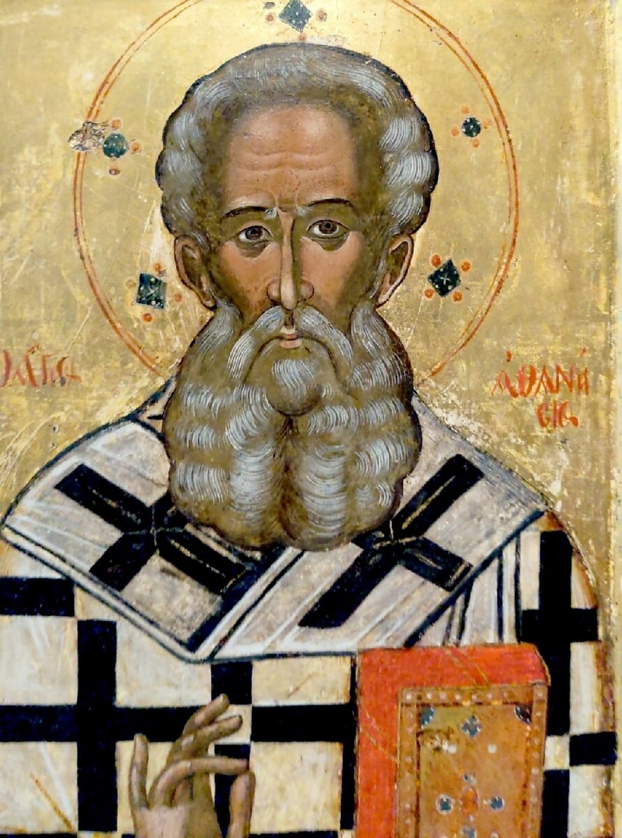 причина недоразумения - икона Святителя Афанасия Великого с балочным крестом