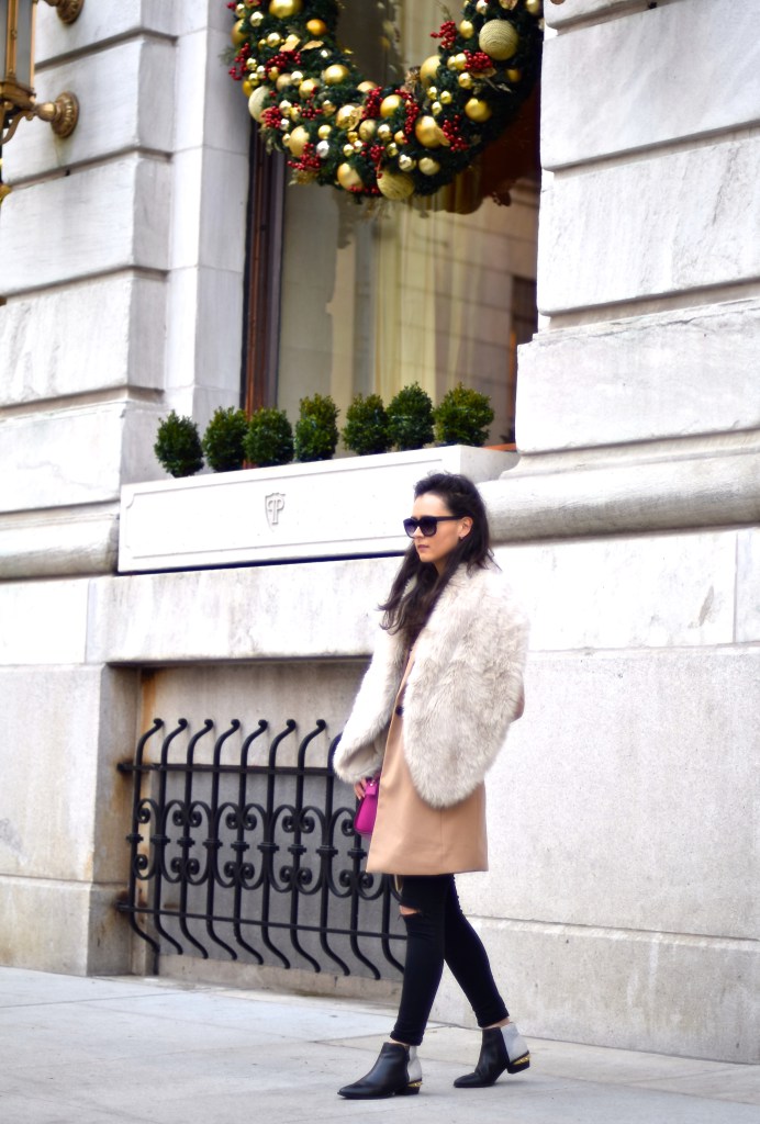 camel coat and fur stole 6