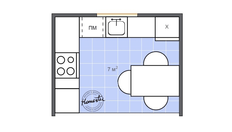 Планировка кухни схема