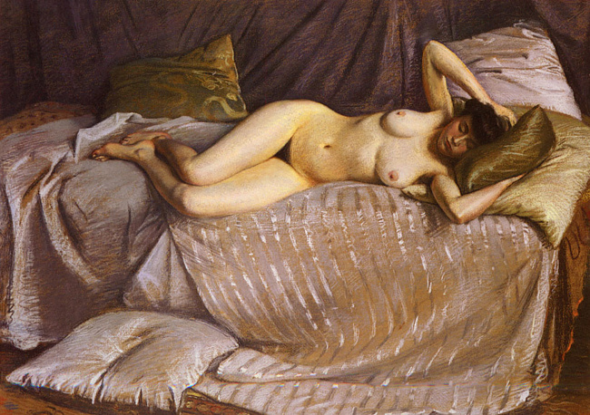 Г. Кайботт. Обнаженная на диване. 1873 .jpg