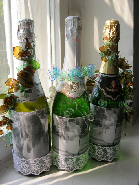 Вот такие бутылки на ту же свадьбу
