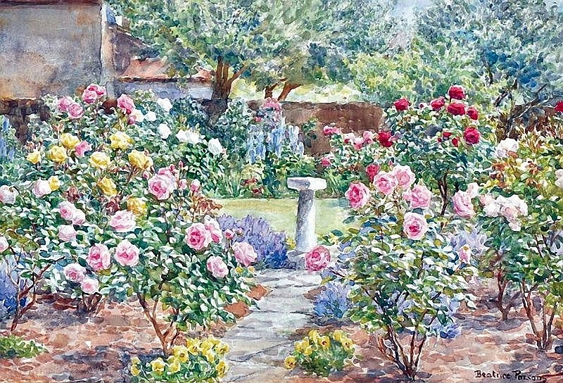 Картина розовый сад