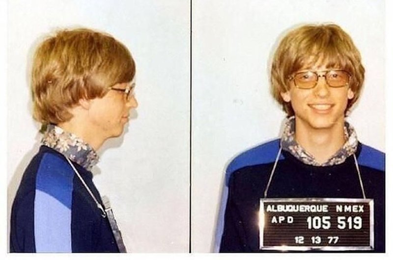 Билл Гейтс. 1977 год. Превышение скорости. арест, звезды, полиция, правонарушение