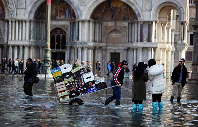 Как выглядит Венеция в период «большой воды» Венеция,Италия