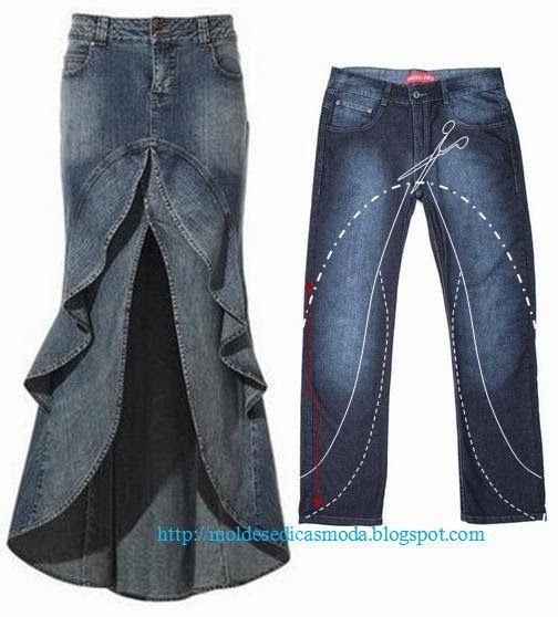 Moda е Dicas де Costura: RECICLAGEM DE Калько JEANS - 3