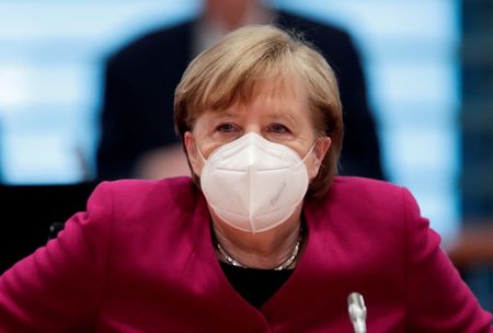 German Chancellor Angela Merkel attends the weekly cabinet meeting at the Chancellery in Berlin, Germany, March 31, 2021. REUTERS/Hannibal Hanschke/Pool