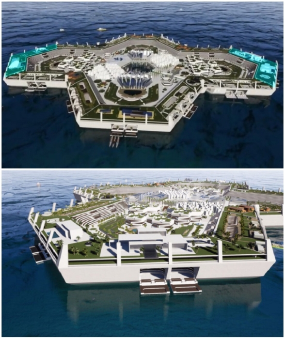 Впечатляющий плавучий город-остров в мире (концепт Blue Estate). Впечатляющий плавучий город-остров в мире (концепт Blue Estate).