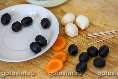 Фотографии рецепта Пингвины из маслин и моцареллы, 01 Пингвины из маслин и моцареллы, Шаг 01