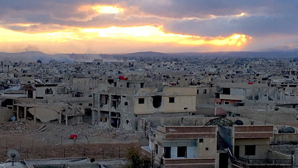 Пригород Дамаска Дарайа, где бойцами Сирийской арабской армии ведутся боевые действия против отрядов террористов. Архивное фото