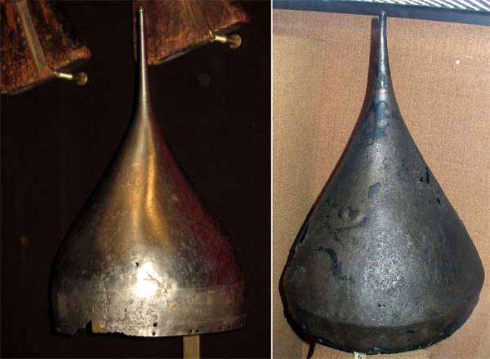Подлинные шеломы эпохи Ивана Грозного, найденные при археологических раскопках. /Фото: proshloe.com