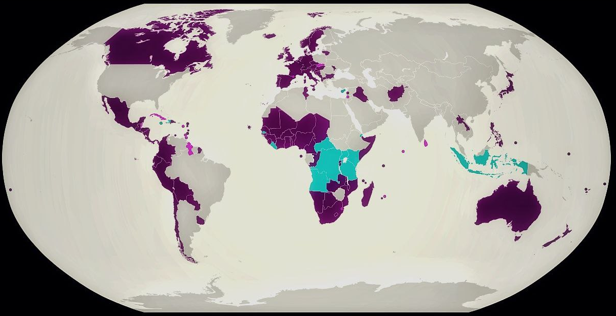 На данной карте представлены государства, которые приняли конвенцию о запрете по использованию кассетных боеприпасов.