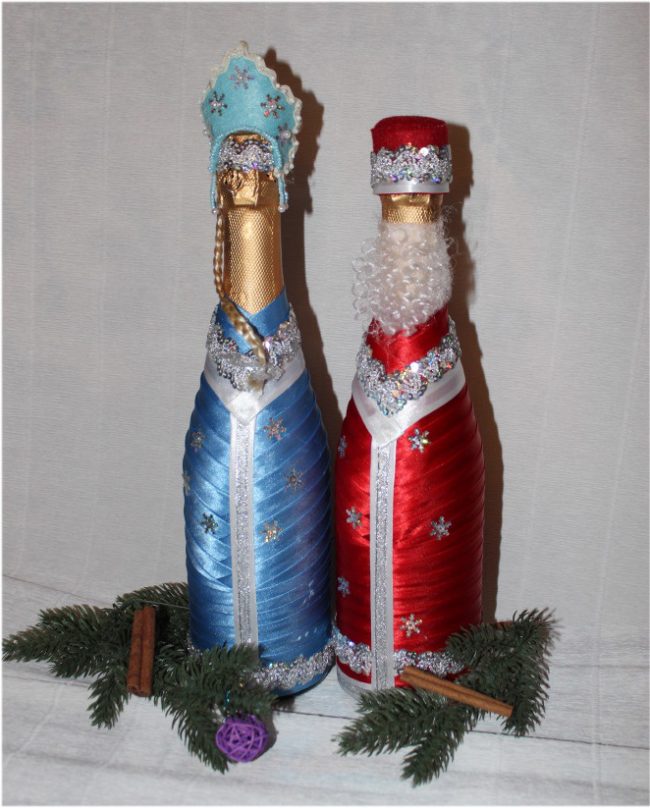 Новогодний декупаж бутылок шампанского