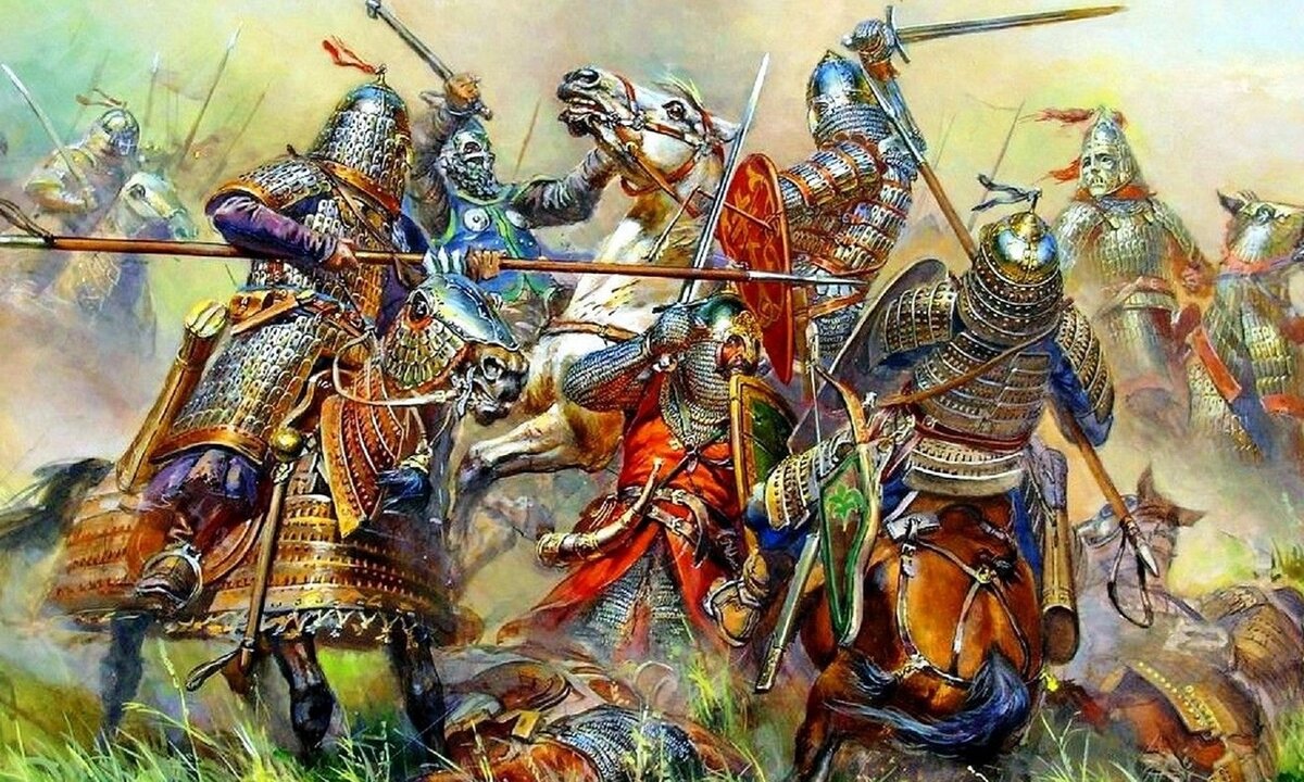 Сшибка княжеской дружины с тяжело-конными нукерами монгол (Иллюстрация из открытых источников)