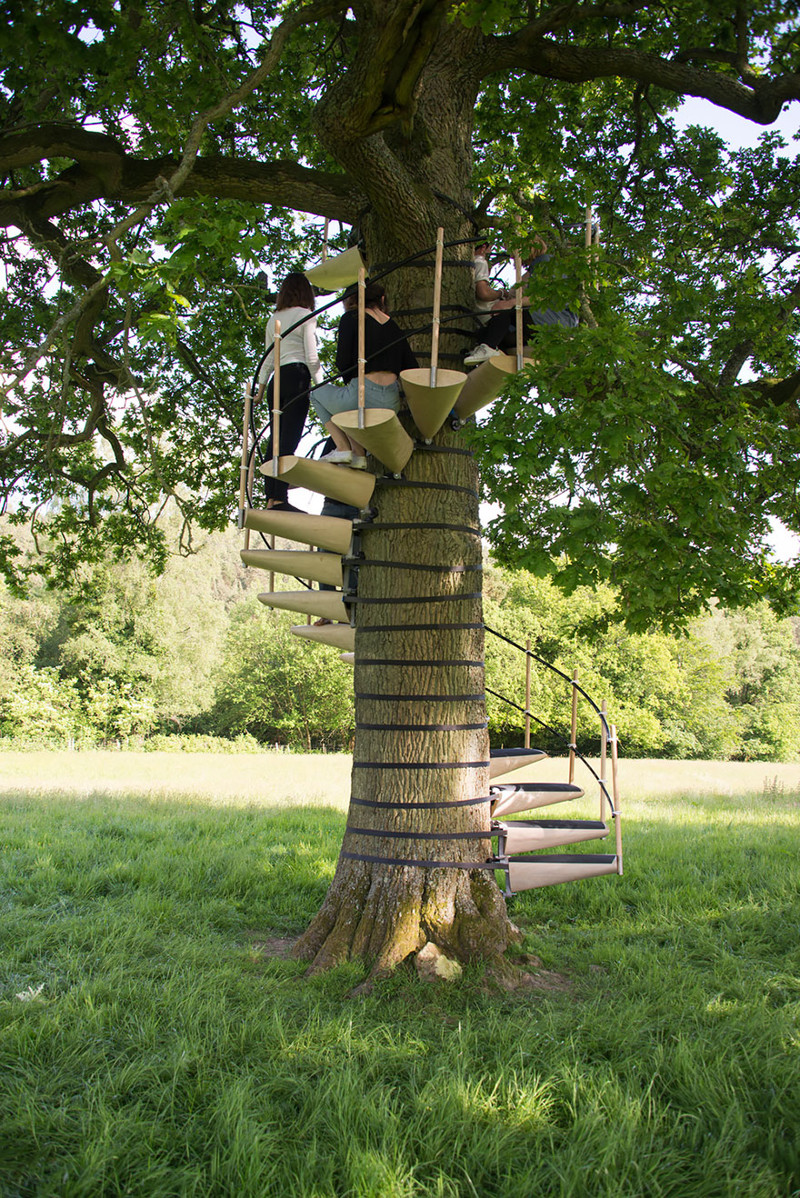 Винтовая лестница, устанавливающаяся на дерево без инструментов дерево, лестница