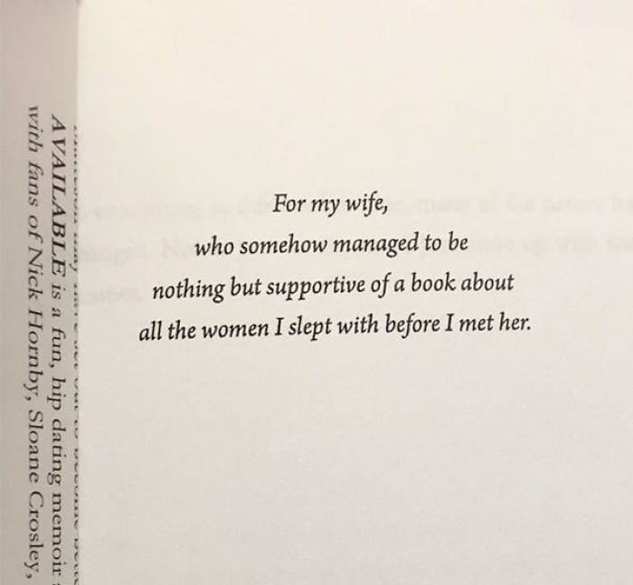 I've Never Before Chosen A Book Based Simply On The Dedication