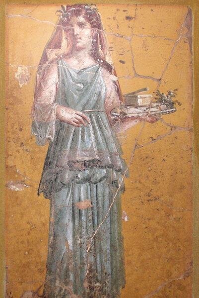 Женщина в свободной тунике. Римская фреска.