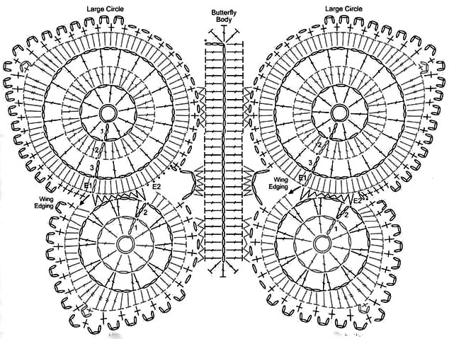 Схема вязания крючком - бабочка коврик