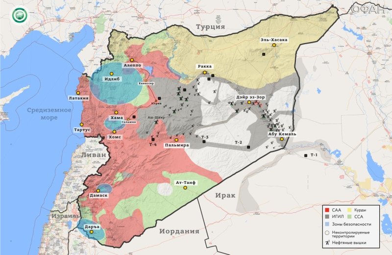 Карта военных действий в Сирии