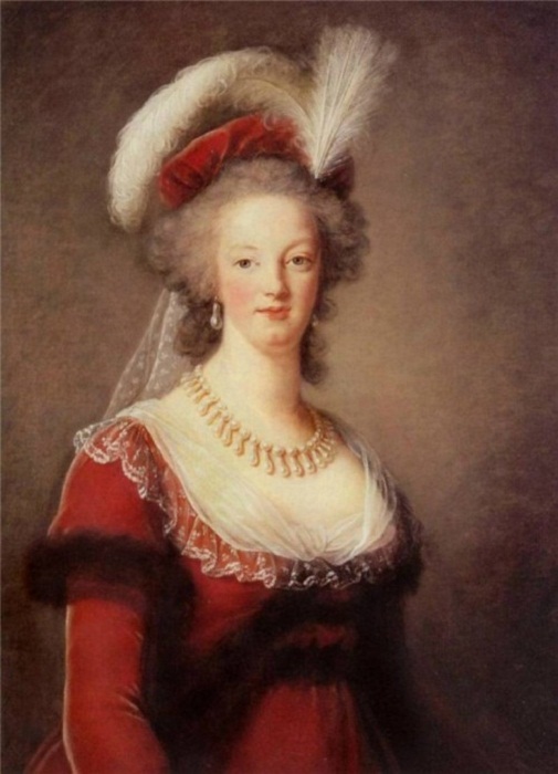 Портрет Французской Королевы Марии Антуанетты в жемчужном ожерелье и серьгах. Элизабет Виже 1788 г.