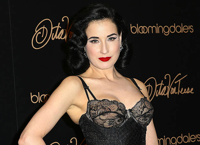 CENTURY CITY, CA - MAY 17:  Burlesque dancer/designer Dita Von Teese launches her new lingerie collection at Bloomingdale's Century City on May 17, 2014 in Century City, California.  (Photo by Imeh Akpanudosen/Getty Images)