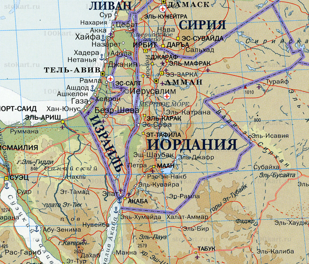 Карта израиля и палестины подробная на русском