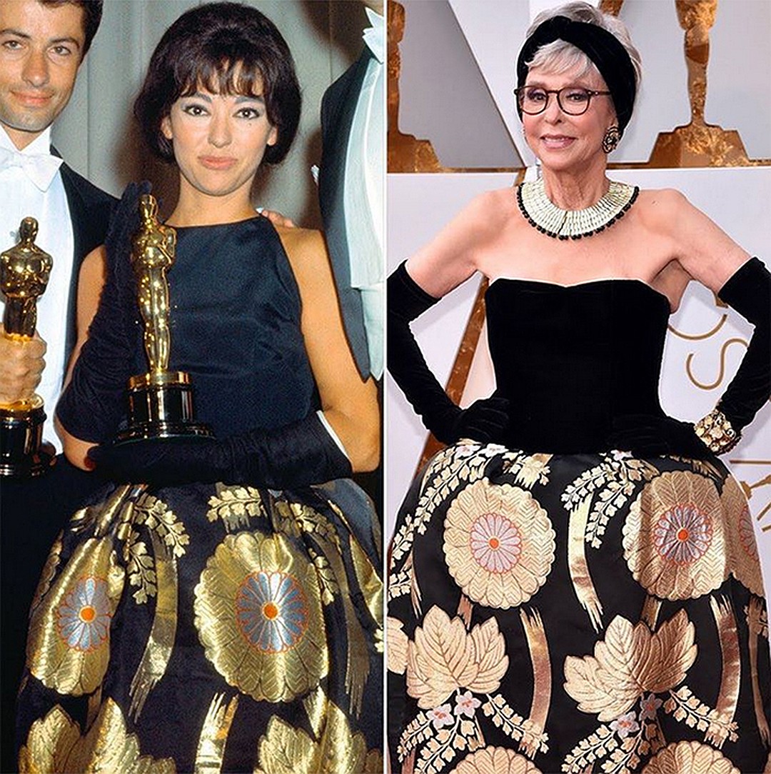 Рита Морено реально поразила многих своим нарядом. Актриса пришла на церемонию в платье, в котором она получала свой «Оскар» в 1962-м году 