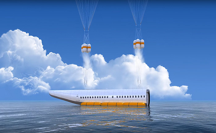 Надувные понтоны удержат отсек на воде, если это потребуется АВИАКАТАСТРОФЫ, изобретения, самолёт