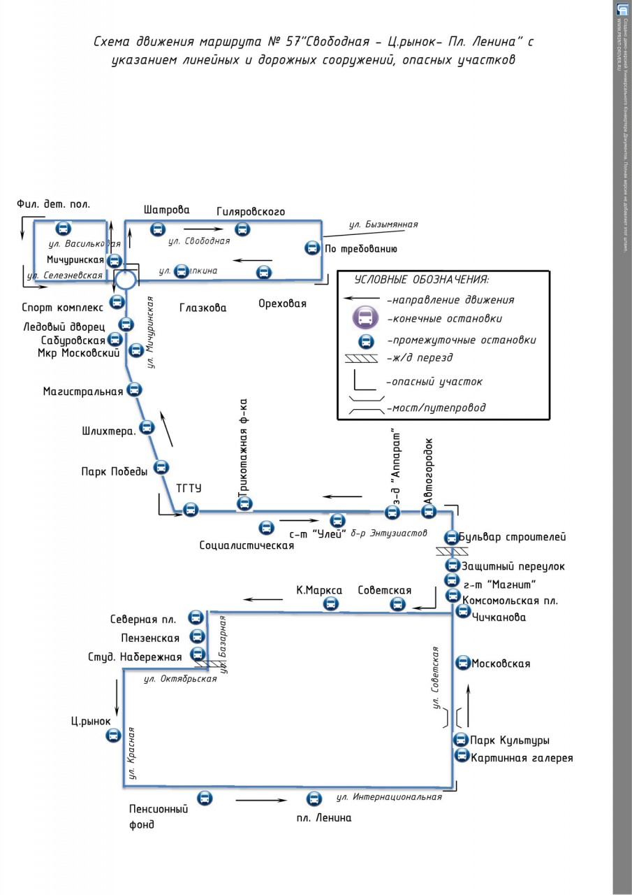 Карта автобуса 57